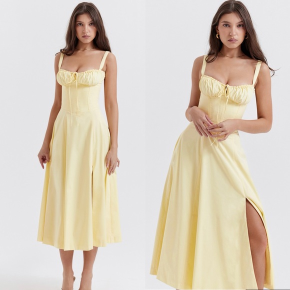 HOUSE OF CB 'Carmen' Buttercup Bustier Sundress - Picture 4 of 16